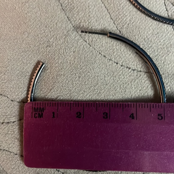 Black Spinel 925 Sterling Silver w/ Black Rhodium Plate Hoop Earrings - Picture 5 of 7